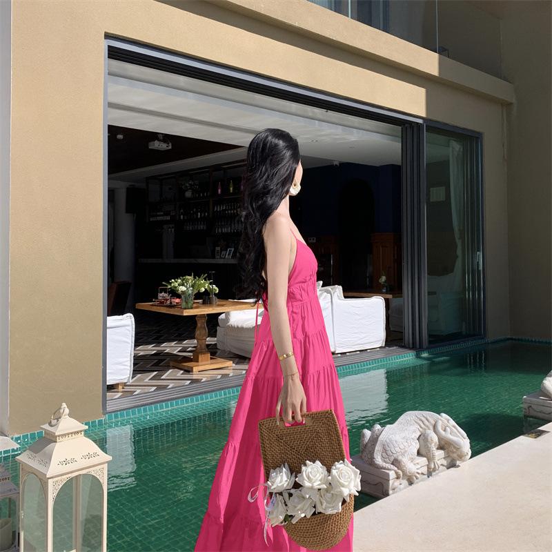 Женские летние каникулы, длинные платья с открытой спиной и открытыми плечами, большие качели