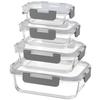 AILTEC Glass Storage Set of with Rectangular Heat-Resistant Containers, 4, Airtight, Microwave, Oven, Dishwasher, Freezer, Stackable, Leak-Proof,