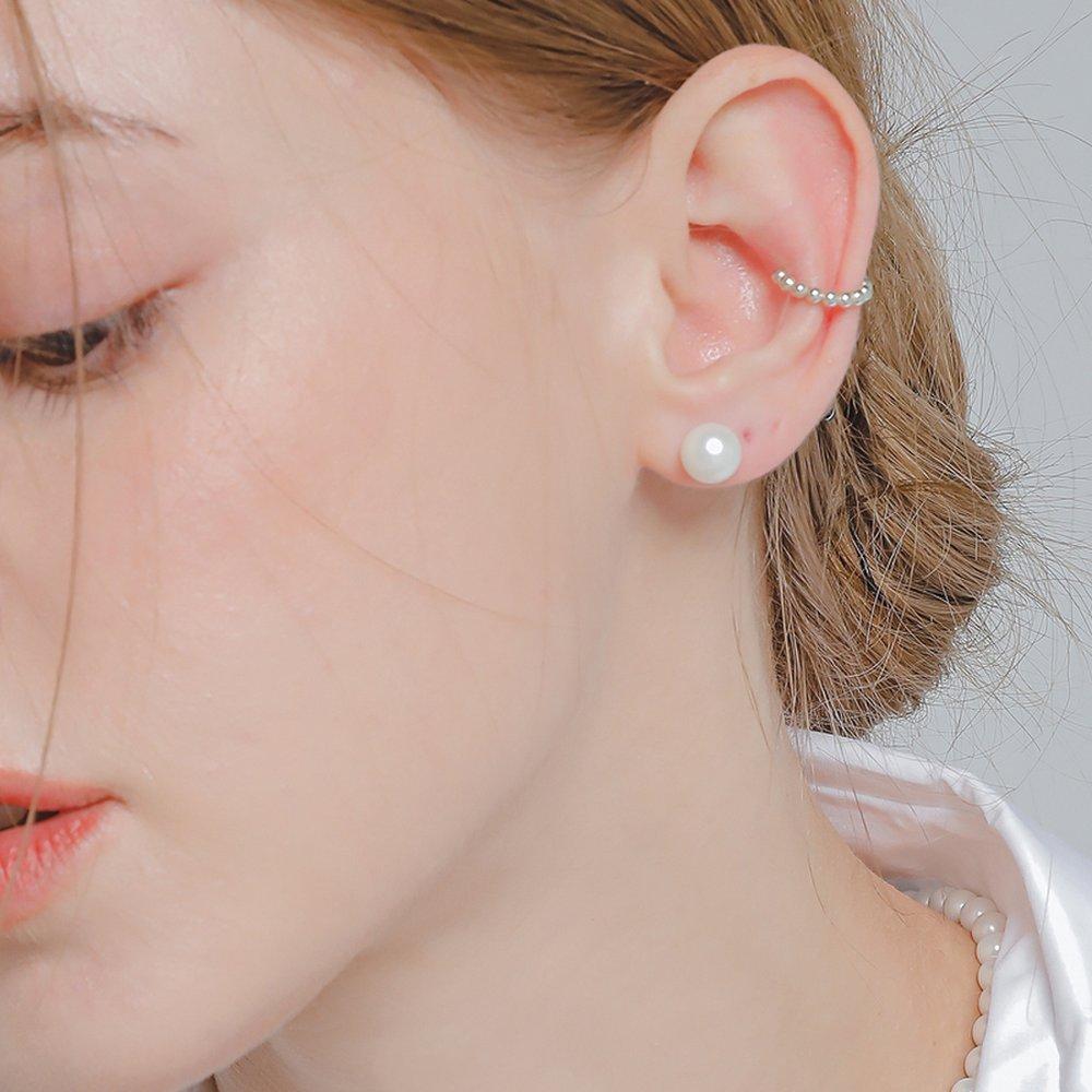 J.Lauren Round Ball Silver Ear Cuff M03824