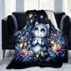 1pc Kitten Printing Lightweight Flannel Blanket, Comfortable and Warm Blanket, for Camping Sofa Bed and Couch Office, Gift