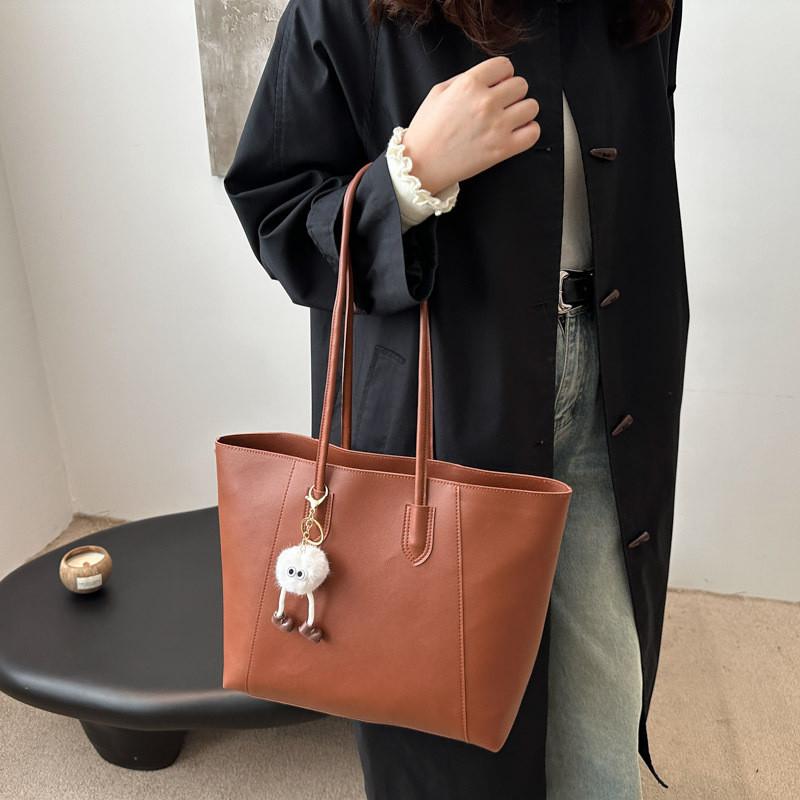 Stylish And Trendy Large Pu Tote Bag For Women In Black Coffee Yellow Brown And Red Colors