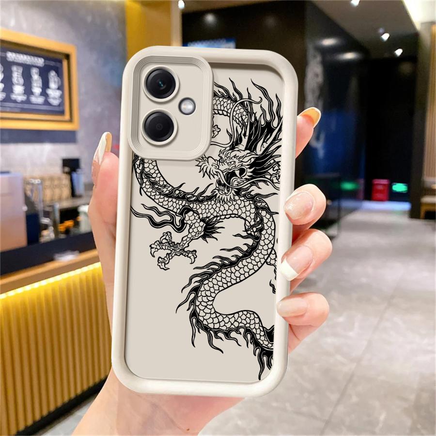 Чехол для телефона для Xiaomi Redmi Note 14 11 12 13 Pro Plus 10Pro 11Pro 11S 12S 12Pro Мягкий чехол-оболочка Черный Дракон Змея