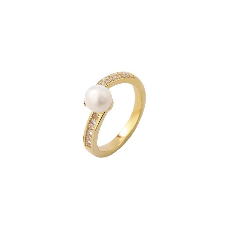 And Sophisticated Eyecatching Pearl Zircon Open Ring Perfect For Any Occasion