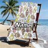 Custom Name Personalized Labubu Print Beach Towel, for Trip Camping Beach Party Home Decor, Birthday Gift for Family & Friends