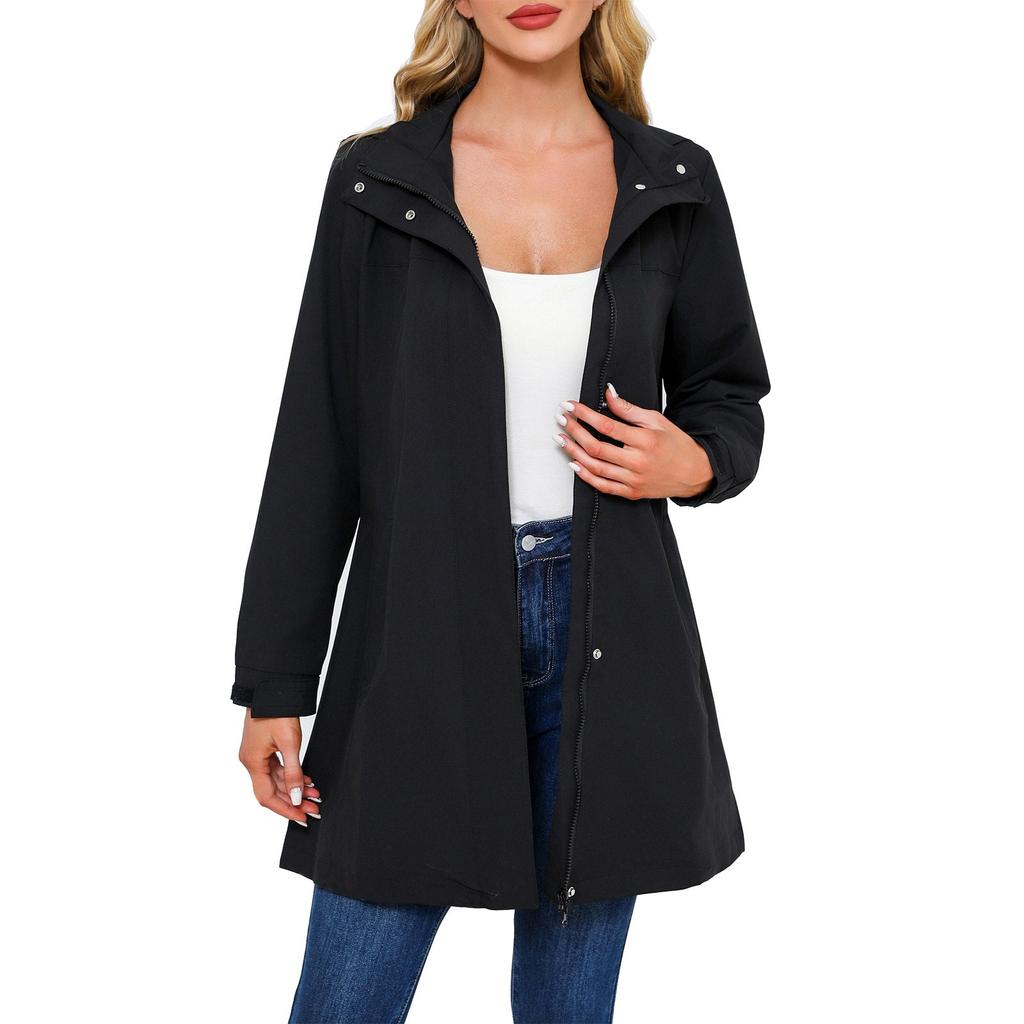 Женская модная ветровка с лацканами, однотонная повседневная куртка с длинным рукавом