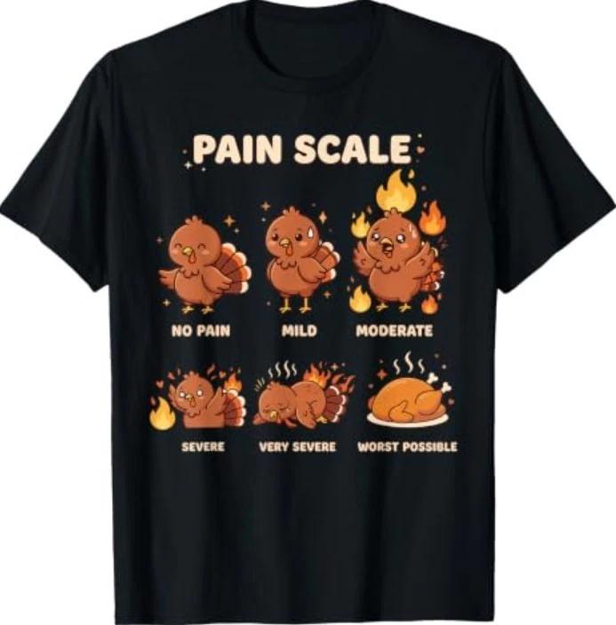 Cute ER Thanksgiving Nurse Shirt, Pain Scale Turkey T-Shirt