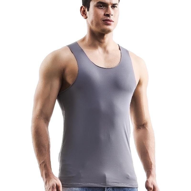 Мужской бесшовный флисовый спортивный жилет: Осенне-зимняя модель с V-образным вырезом, без рукавов, с широкими плечами, облегающая посадка, удобная внутренняя одежда