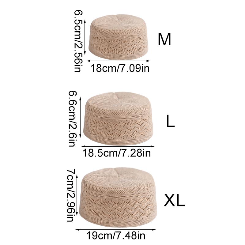 1Pc Men Worship Daily Wear Polyester Soft Muslim Breathable Prayer Hat Religious Flat Top