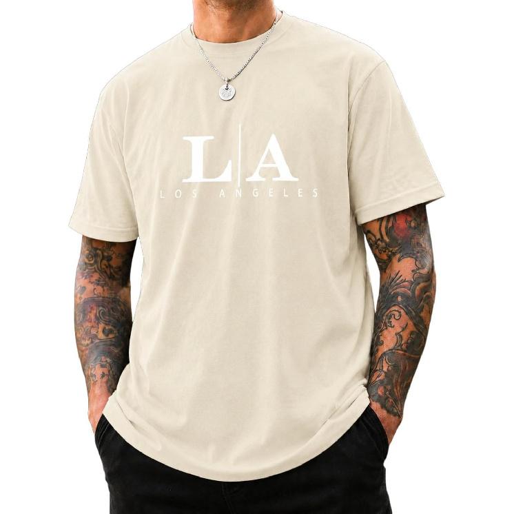 Men LA Los Angeles Graphic T Shirt Cotton Crewneck Streetwear