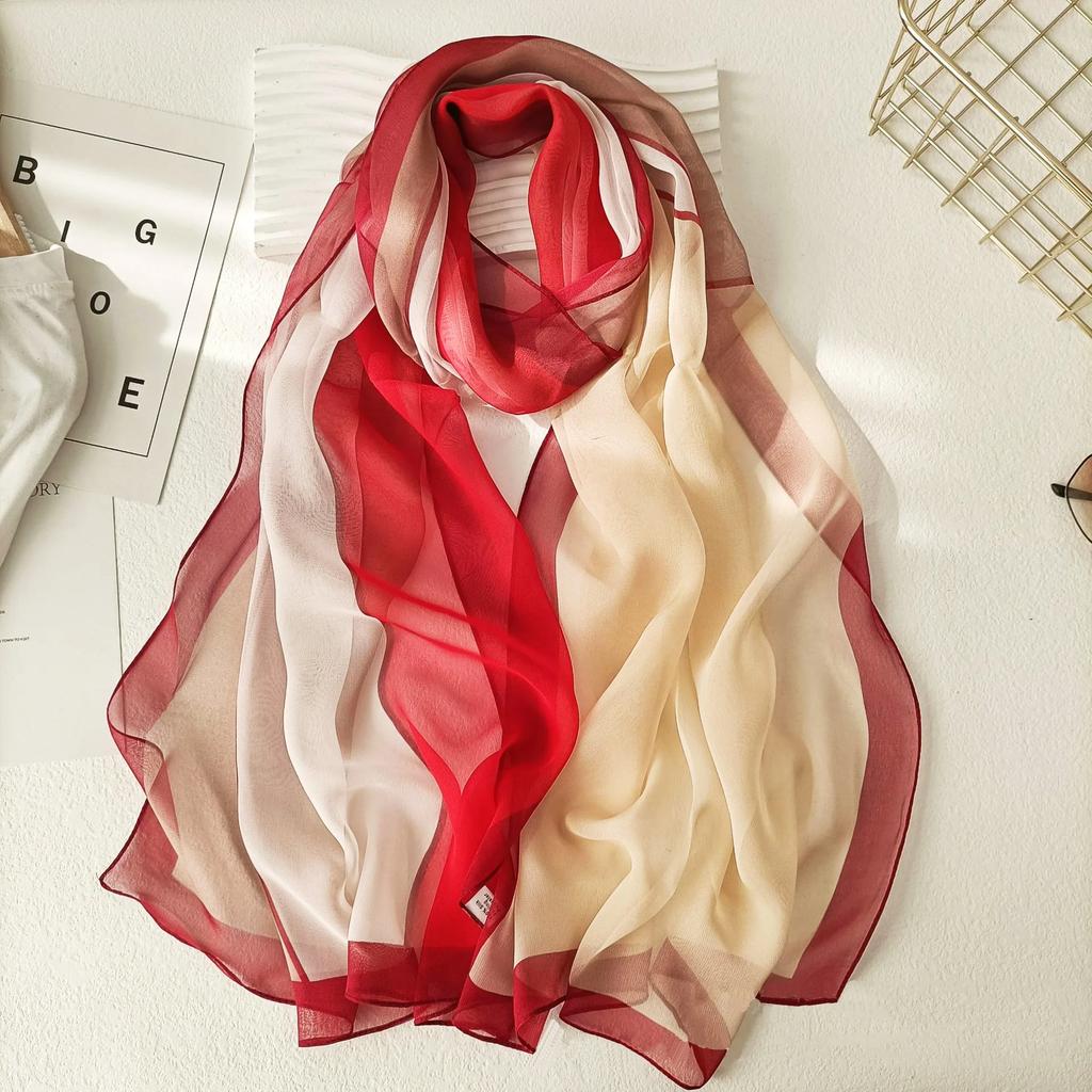 160*50Cm Long Wraps Beach Sunscreen Scarves Silky Georgette Thin Soft Chiffon For Women Gradient Printing Scarf Shawls Hijab