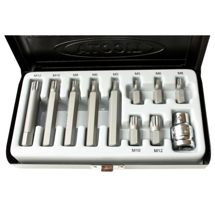 Coffret d'embouts Spline - BONI-SHOP® - M5-M12 - Acier S2 - Support 3/8 - Cassette métallique