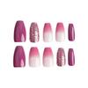 24 шт. Носить фиолетовые ногти Розовый постепенное изменение фиолетовый блеск короткие ногти
