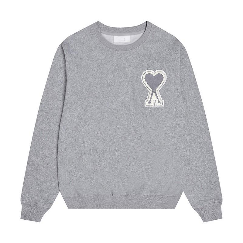 Soft Cotton Oversized Crewneck Sweatshirt With Small Heart Embroidery Pastel Colors Long Sleeve Fall Winter Casual Wear