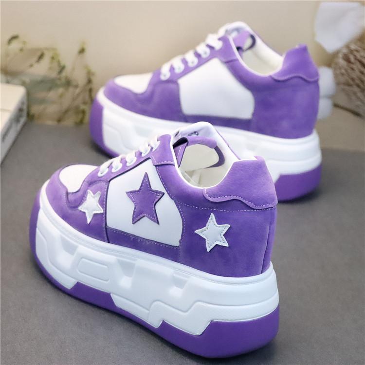 10 см Микрофибра Вулканизированные Скейтборды Повседневные Осень Весна Платформа Каблук Осень Женские Удобные Горячая Распродажа Массивные Кроссовки Обувь