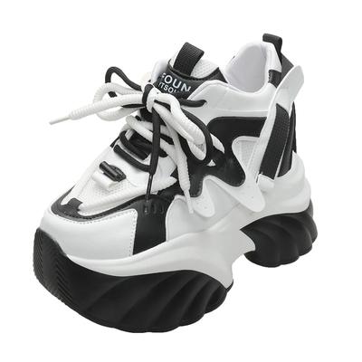 Мода 2024 Женские Толстая Кожа Массивные Новые Зимние Скрытая Пятка Повседневные Спортивные Папины Кроссовки 10СМ Толстая Подошва Платформа Теплый Мех Кроссовки Женские