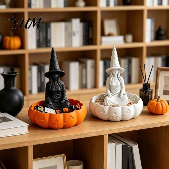 Mysterious Style Key Dish Halloween Witch Jewelry Dish, Gothic Trinket Desktop Unique Organizer for Trinkets Storage Tray Rings Keys Home Office Decor