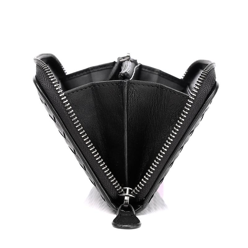 Новый кошелек со стильным женским кошельком из овчины с головным убором + большой вместимостью + плетеный стильный кошелек для нескольких карт