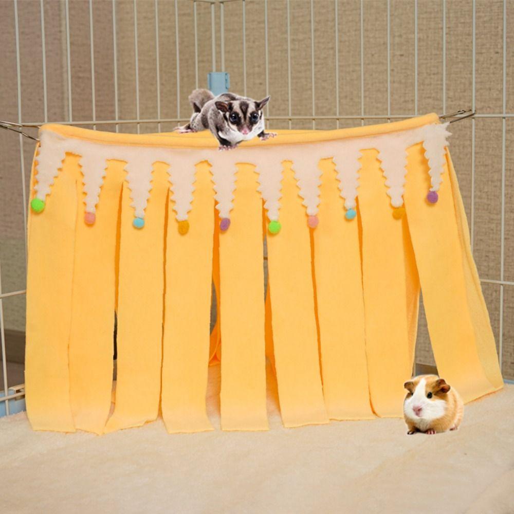 Мягкая палатка-гнездо для хомяка, треугольное угловое гнездо для хомяка, палатка для питомца с кисточками для клетки питомца