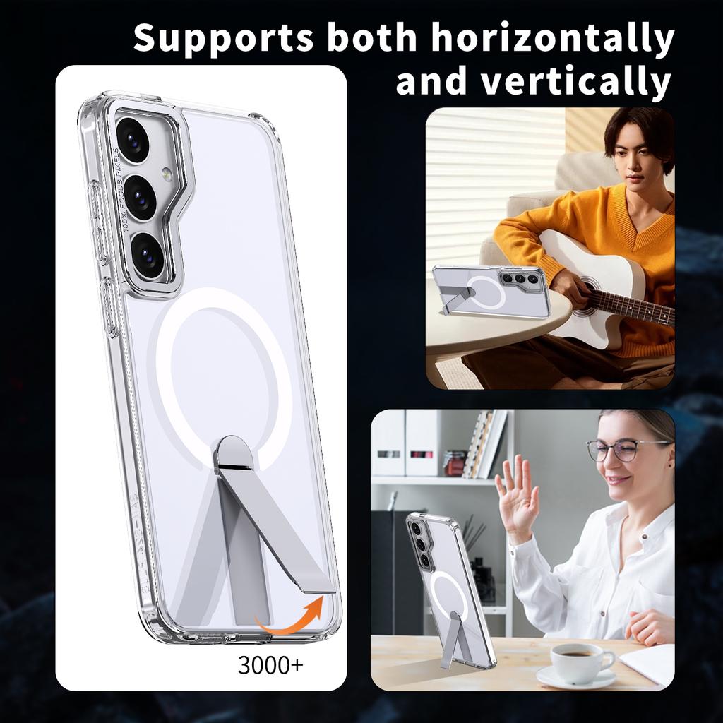 For Samsung Galaxy S25/S24 Magnetic Case Kickstand TPU + Acrylic Phone Cover