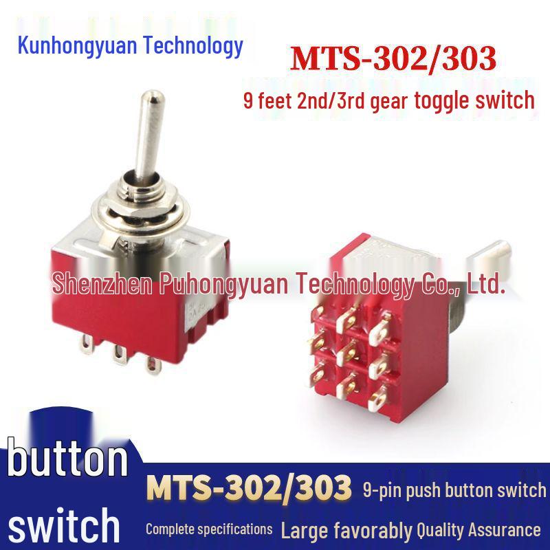 MTS-303 Red 3-Position 9-Pin Mini Toggle Switch 6mm