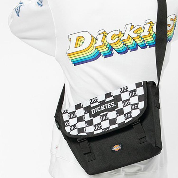 Dickies Logo All Over Print Black And White Checkerboard Letter Print Polyester Messenger Bag Crossbody Shoulder Bag Unisex bags 182U90LBB20WH02