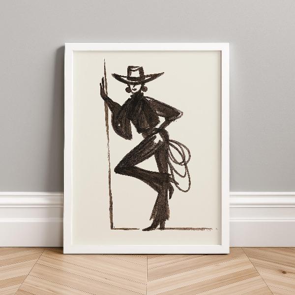Western Cowboy Cowgirl Line Poster Retro Southwestern Rodeo Fashion Ranch Canvas Painting Wall Art for Living Room Home Decor