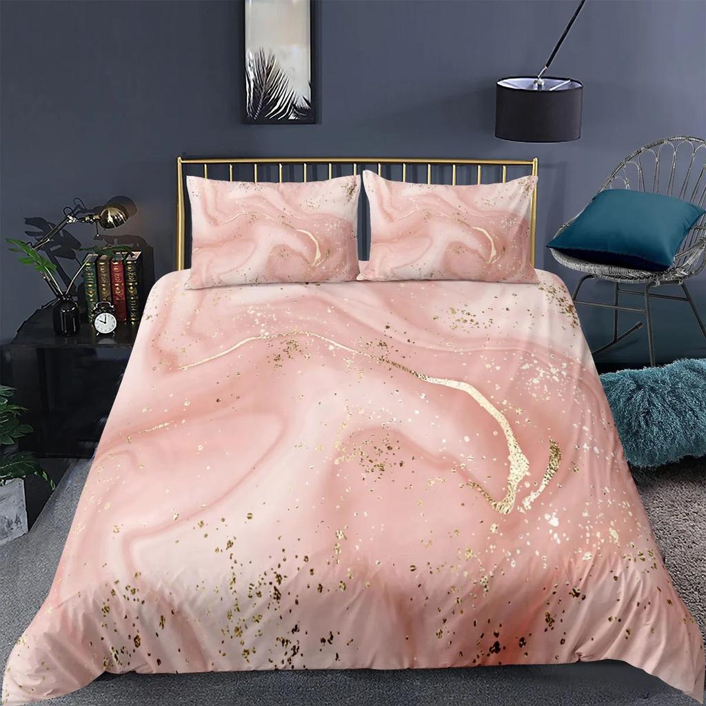 Fashion Marble Bedding Set Queen Size Soft Duvet Cover With Pillowcases Colorful Quilt Cover For Women Girls Home Decor