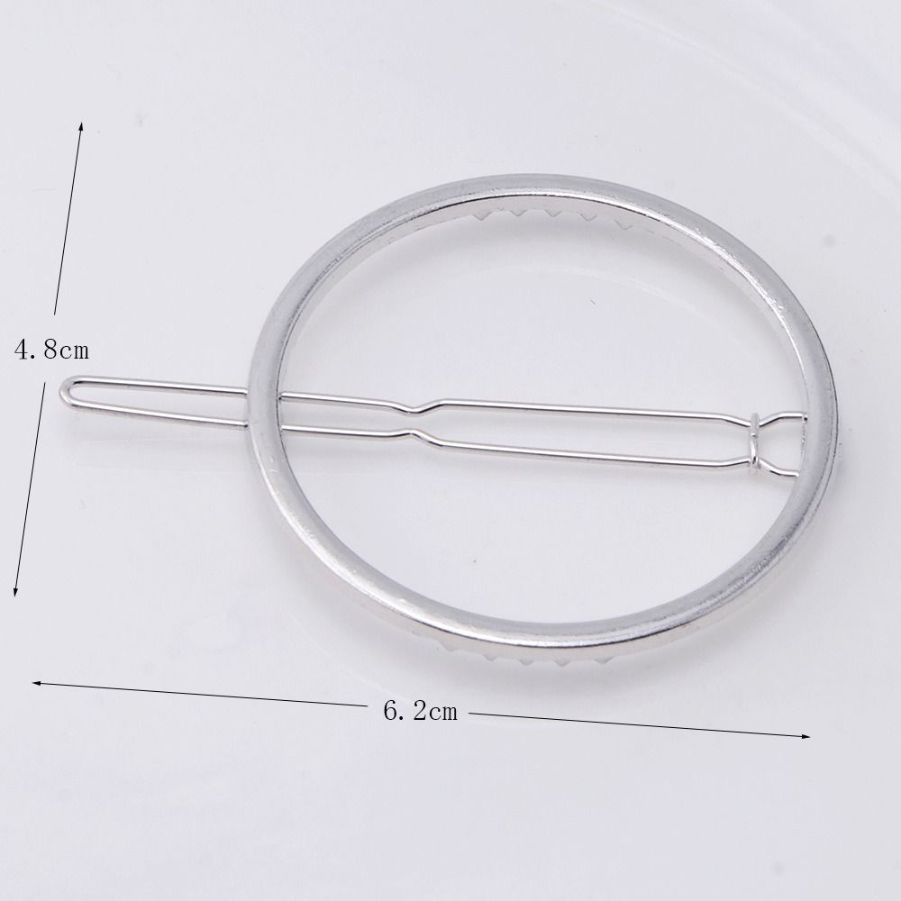 Gold Round Barrettes Silver Geometric Hairpin Fashion Metal Hair Clips  Women