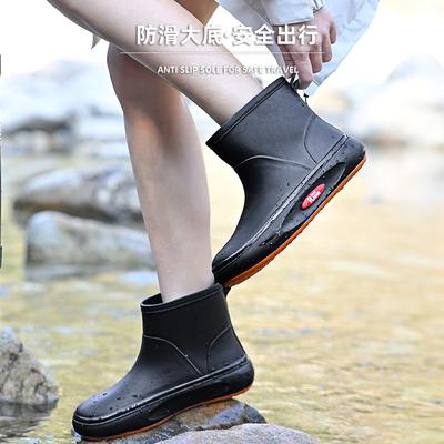 Простые и модные короткие женские дождевые сапоги водонепроницаемые сапоги женская водная обувь нескользящая дождевая обувь резиновая обувь