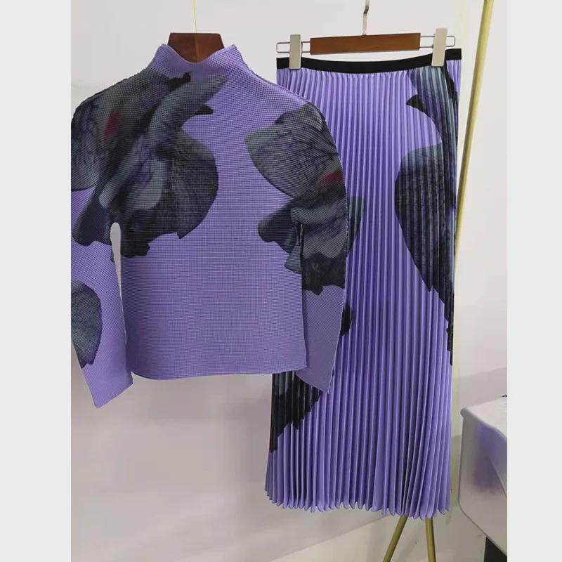 Женские топы с длинным рукавом в складку, новые футболки Purple Temperament, нижние рубашки – серия ME