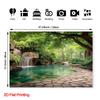 2D plane 1 real-shot serene forest waterfall photography background - with polyester fabric falling down like the waterfall