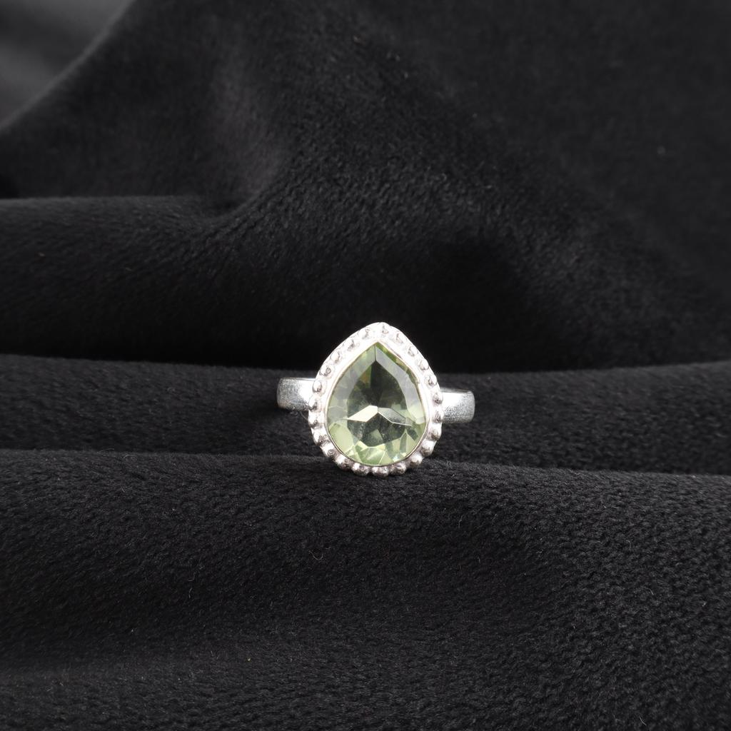 Натуральный зеленый аметист драгоценный камень 925 стерлинговое серебро ручной работы женские дизайнерские украшения обручальное кольцо RR-77-14