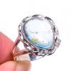 Natural Aquamarine Gemstone Handmade 925 Solid Sterling Silver Ring S.7.5 t8H31
