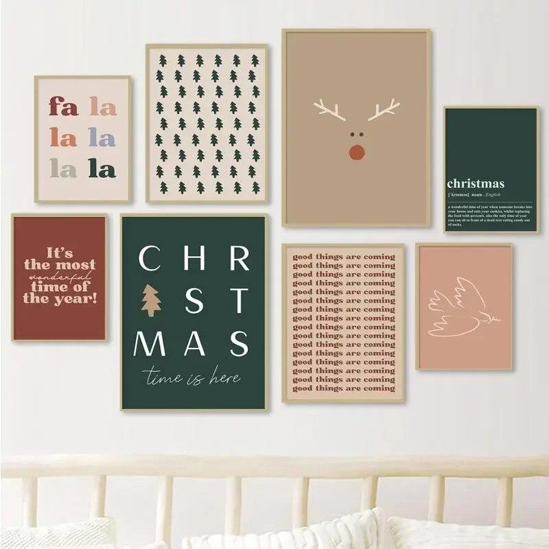 Веселые рождественские постеры и принты, рождественская настенная живопись на холсте, счастливые праздничные фотографии, декор стен комнаты, украшение дома