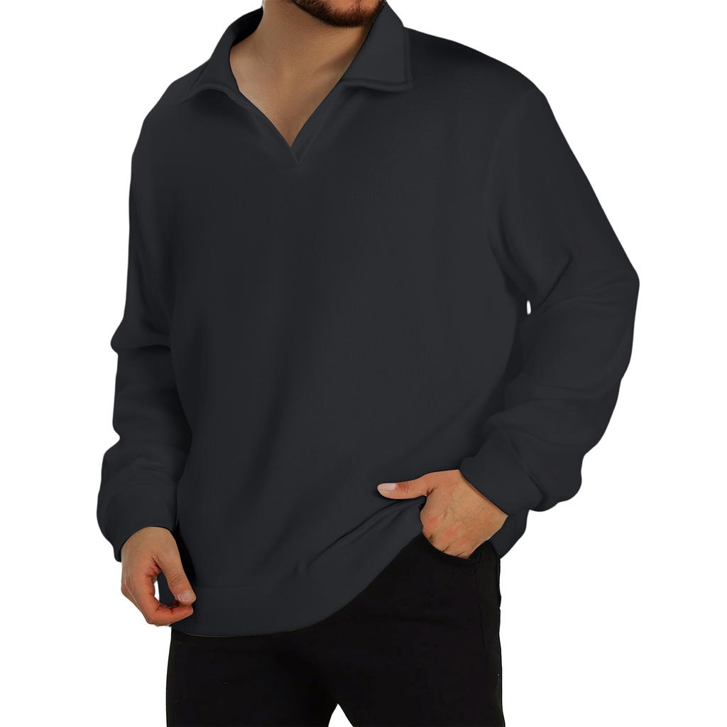 Men's Casual Collared Long-Sleeve Knit Base Layer Top