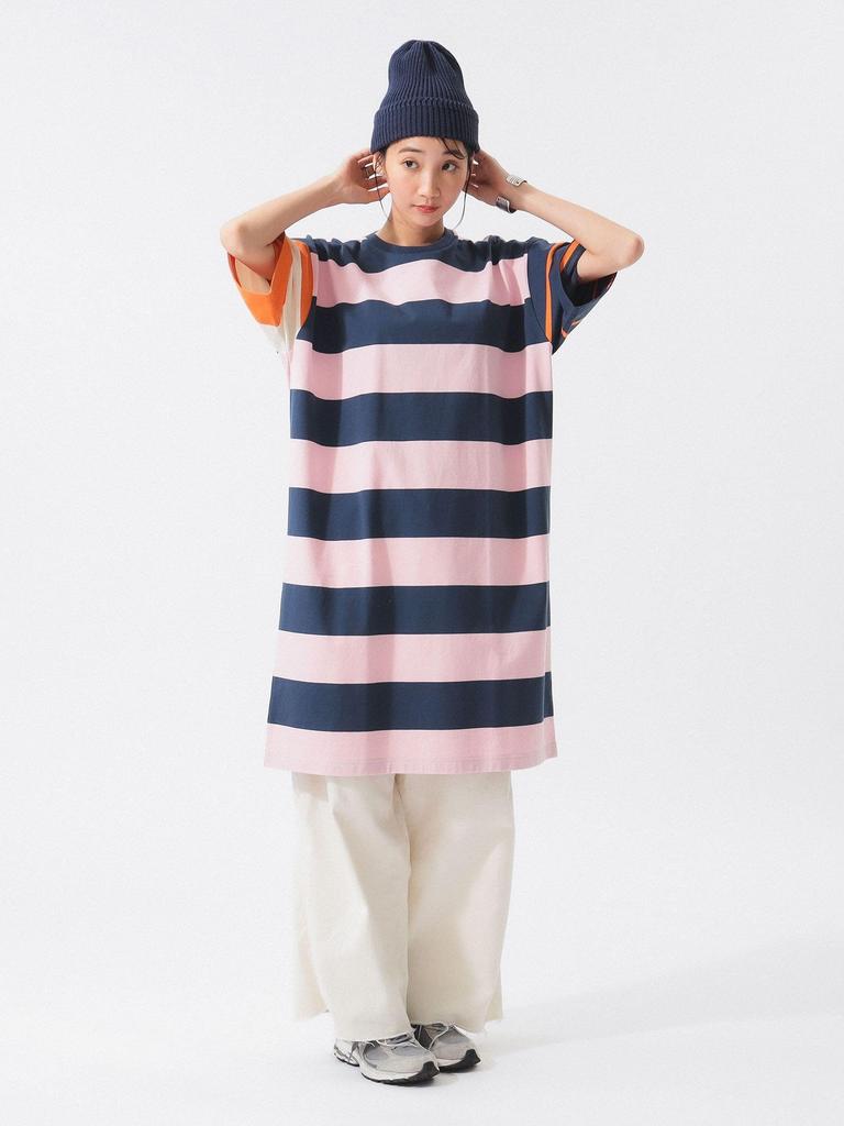 Платье Beams Boy [Специальный заказ] Платье Champion Border Crazy, женское, розовое, размер S