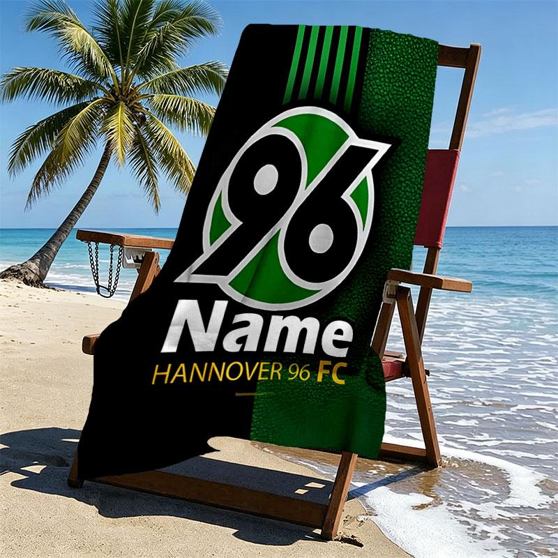 Custom Name Personalized Hannover 96 Football Print Beach Towel, for Trip Camping Beach Party Home Decor, Birthday Gift for Family & Friends