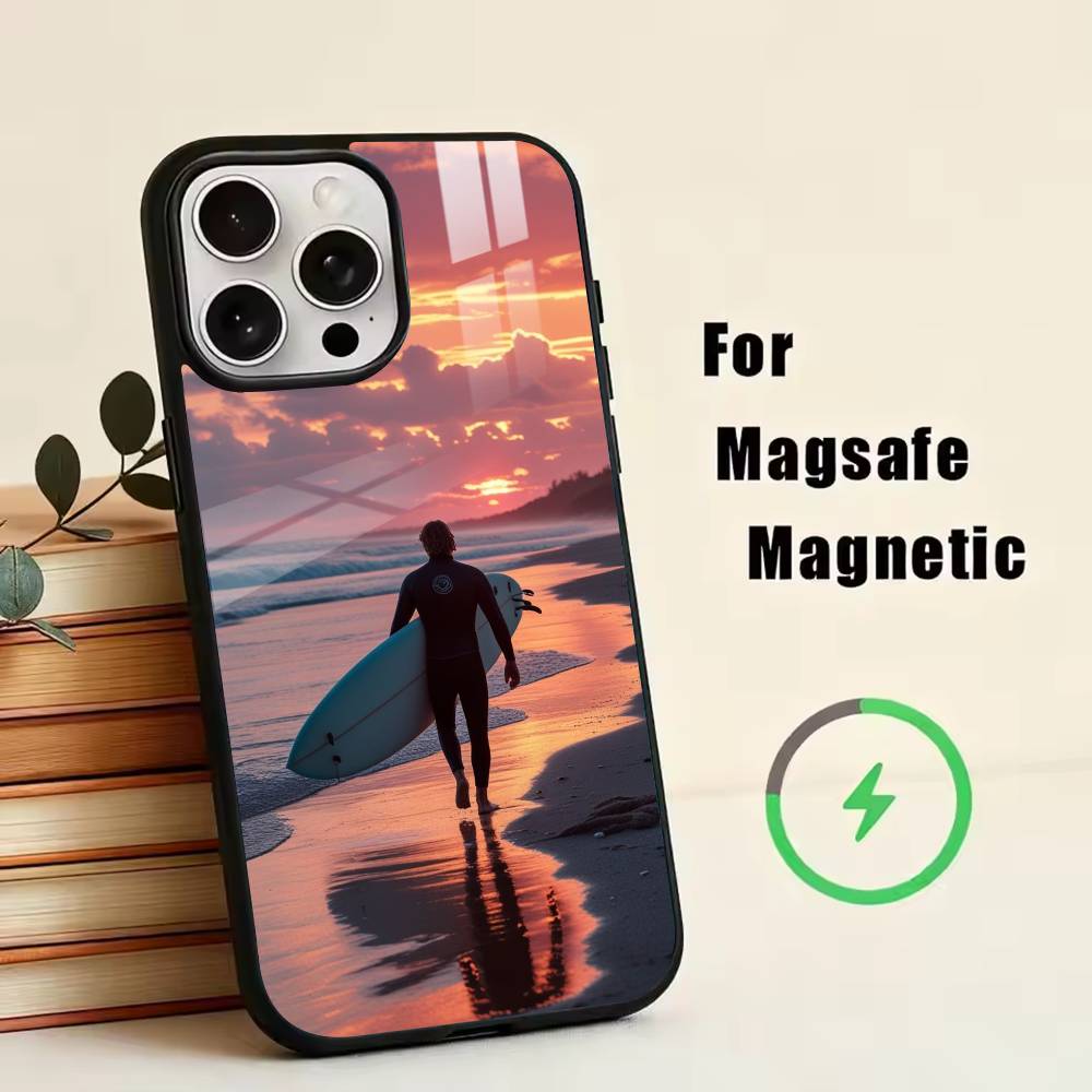 Чехол для телефона S-Surfing для iPhone 17, 16, 15, 14, 13, 12, 11 Plus, Pro, магнитный, с поддержкой MagSafe, беспроводной зарядкой