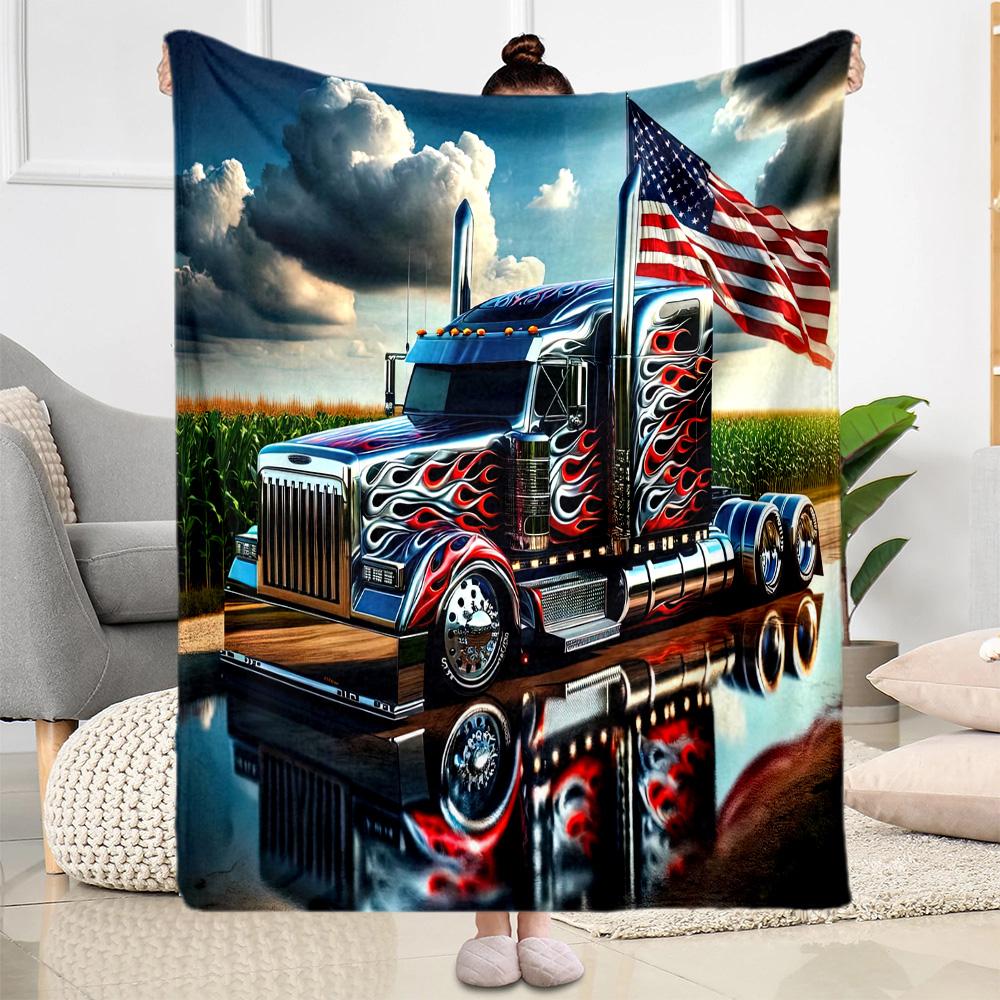 Kw Heavy Trucks Blanket Soft Warm Cozy Suitable For Livingroom Office Seaside Allseason Use Digital Print Perfect Gift For Relatives And Friends