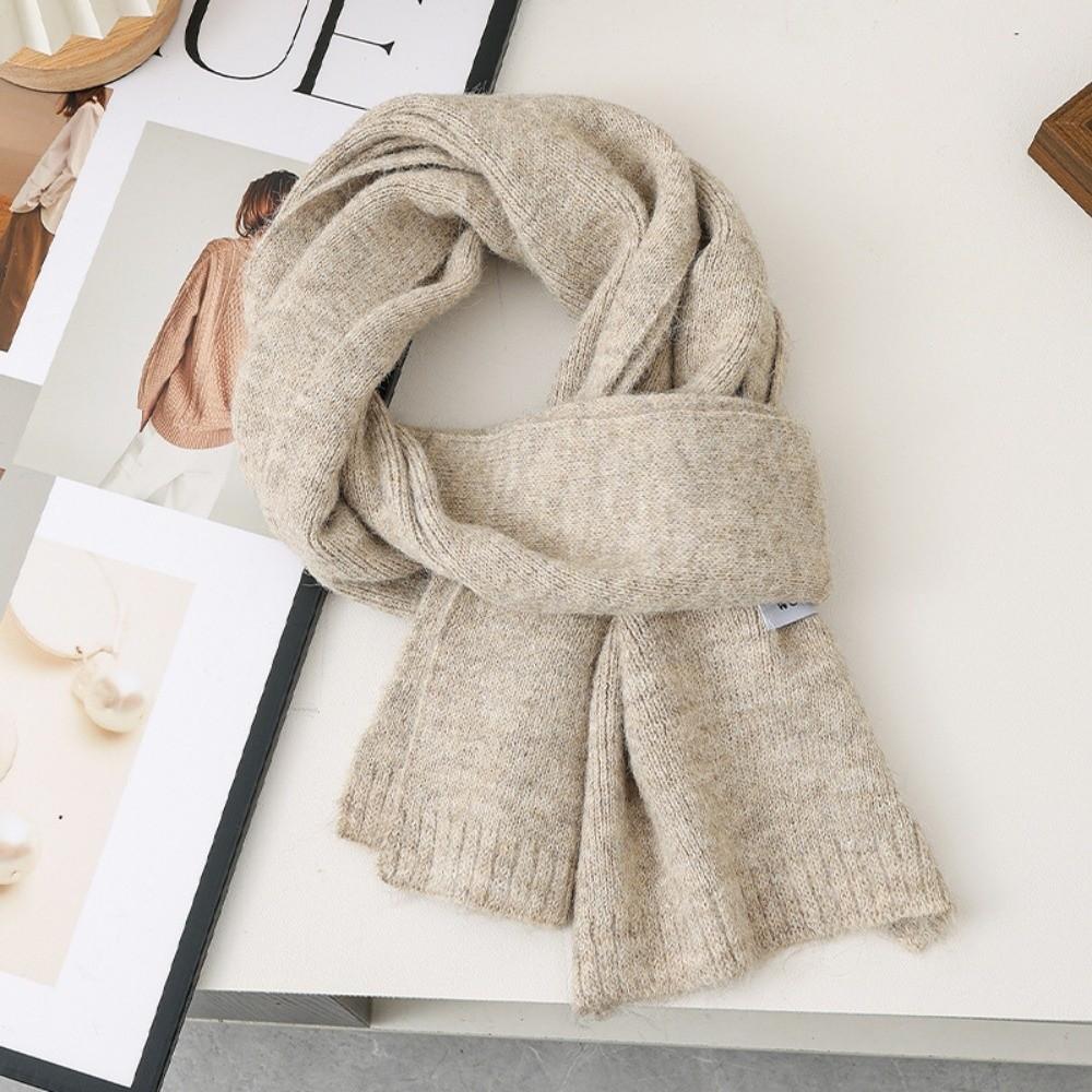Versatile Warm Neck Warmer Coldproof Solid Color Knitted Scarf Windproof Scarves Bib Autumn and Winter