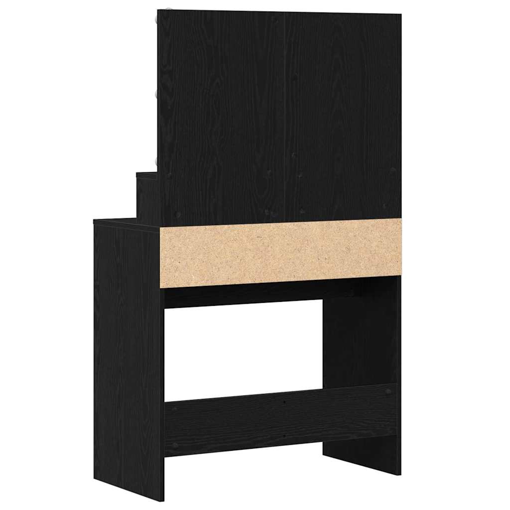 Makeup Table with Shelf Black Oak Effect 80 x 41 x 134.5 cm