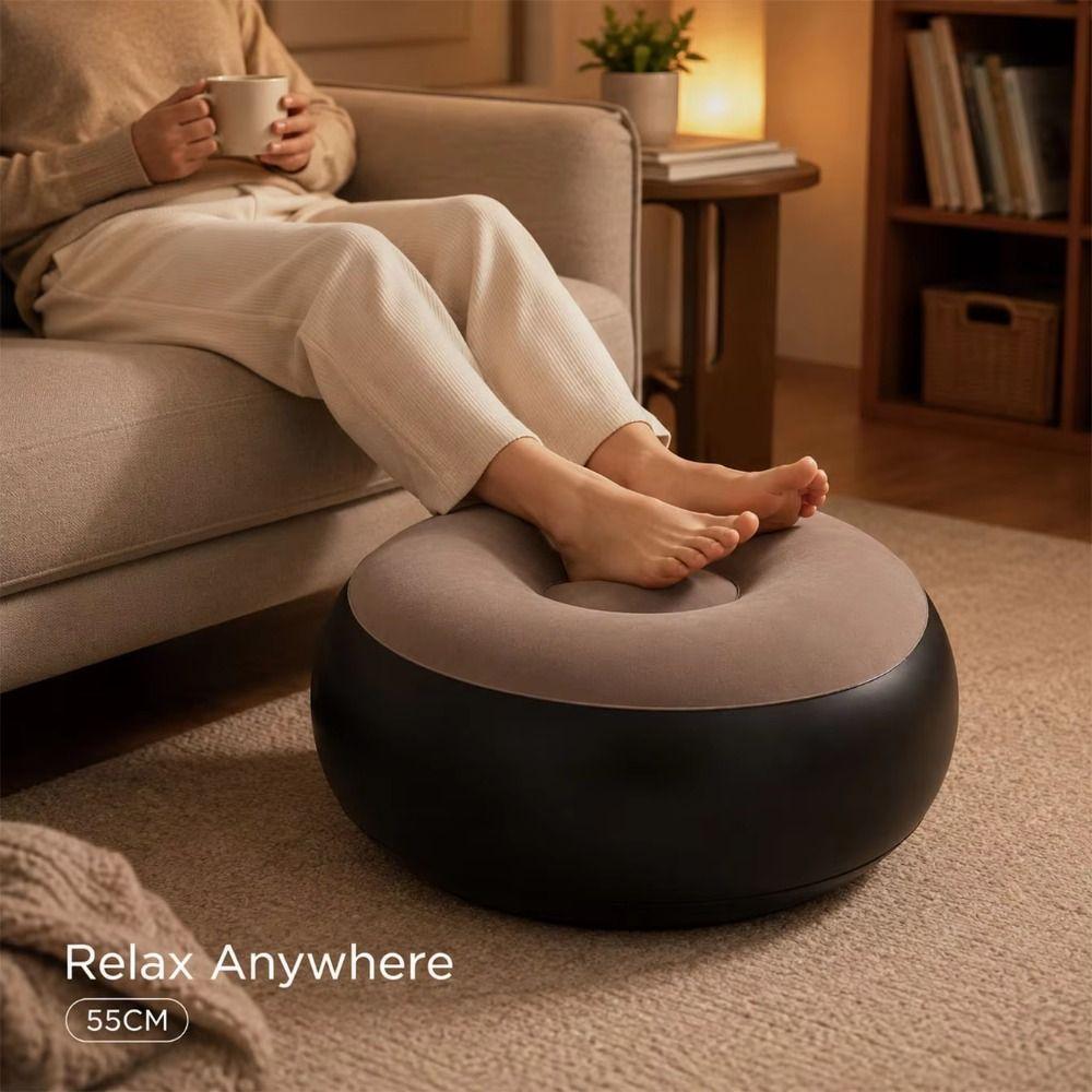 Flat Wide Surface Footstool Air Pouf Foldable Design 2-in-1 Seat Stool Sofa Ottoman Travel