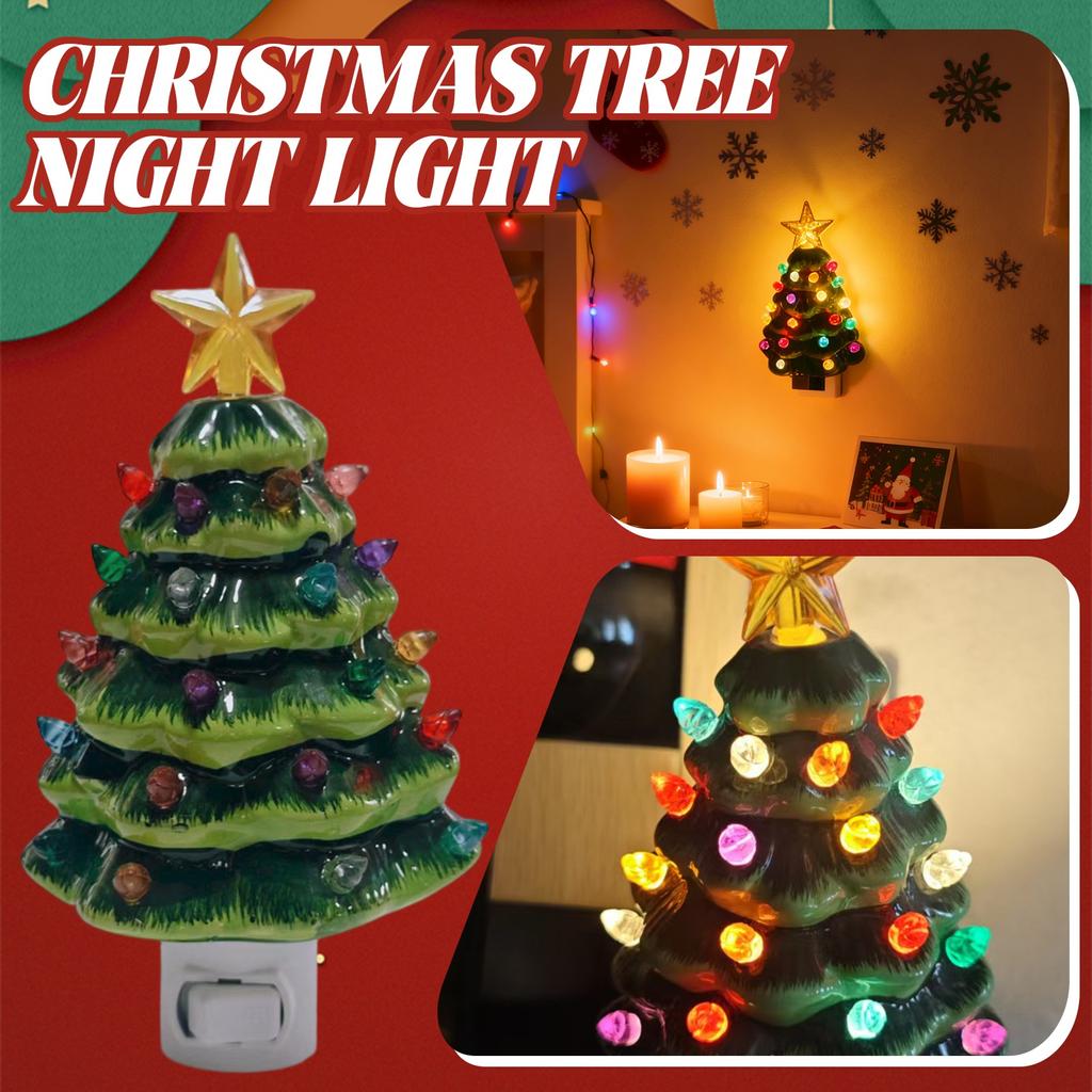Christmas Tree Night Light Strip UlUs Standard Plug In Stock Christmas Festival Ceramic Wall Lamp