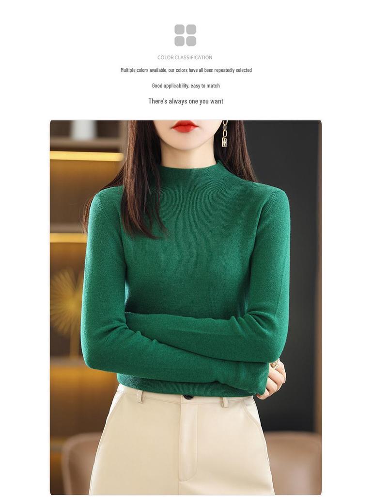 Женский трикотажный свитер со средним рукавом - Полувысокий воротник, Легкий, Весенне-осенний сезон 2022