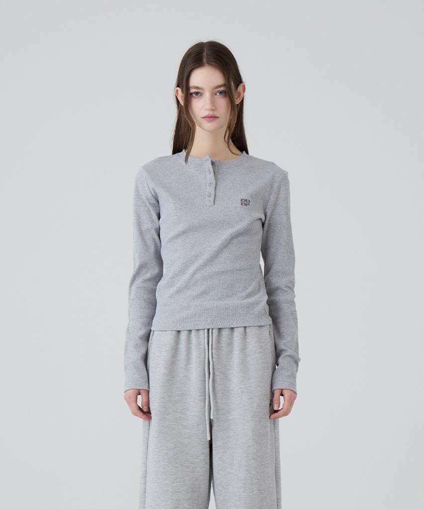 DANGLEDROP Dgdp Square Logo Slim Fit Long Sleeve_Melange Grey