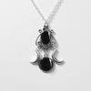 Personality Punk Sliver Color Triple Moon Goddess Round Oval Amethyst Pendant Necklace for Women Creative Charm Jewelry Gifts
