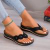Fashion Women's Flower Decor Summer Sandals Comfortable Open Toe Slip On Shoes Women's Fashion Flip Flops Woman's Shoes Slippers Women