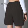 Women's Summer Shorts Casual Stretch Mid Waist Shorts with Pockets Drawstring Wide Leg Sports Pants Fitness Outfit