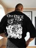 One Piece Другие аниме Аниме Футболка Черный Хлопок Клинок Рассекающий Демонов Графика Пламя Никогда Принт Уличная одежда Унисекс Свободная Посадка Рукав