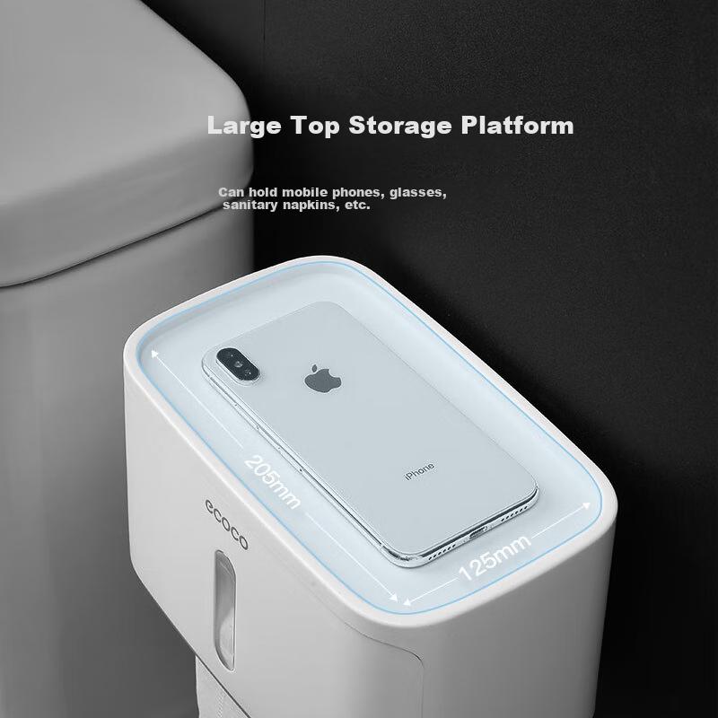 Ecoco Cocoa Bathroom Tissue Box Toilet Paper Non-perforated Bathroom Wall-mounted Box Bathroom Tissue Box E1807 Gray